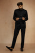Men's Black Imported Suiting Geometry Regular Jodhpuri Jacket