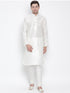 VASTRAMAY Men's White Cotton Silk Blend Kurta and Pyjama Set
