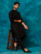 Men's Black Cotton Blend Kurta Pyjama Set