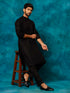 Men's Black Cotton Blend Kurta Pyjama Set