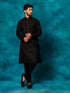 Men's Black Cotton Blend Kurta Pyjama Set