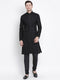 VASTRAMAY Men's Black Cotton Kurta and Pyjama Set