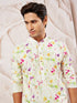Men's Cream Cotton Blend Kurta And Pyjama Set