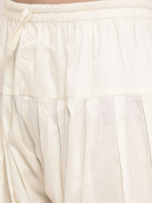 Men's Mustard Pure Cotton Chikankari Kurta With Patiala Set