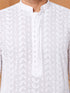White Chikankari Embroidered Men's Kurta Pant Set