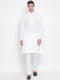 VASTRAMAY Men's White Pure Cotton Chikankari Kurta Pant With Prayer Cap