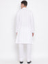 VASTRAMAY Men's White Pure Cotton Chikankari Kurta Pant With Prayer Cap