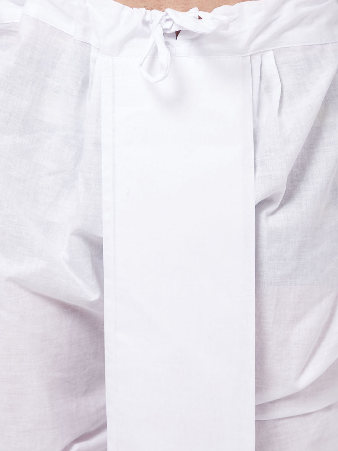 Men's White Pure Cotton Chikankari Kurta With Dhoti Set