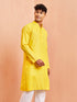 Men's Yellow Cotton Kurta Wedding Casual Wear