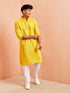 Men's Yellow Cotton Kurta with White Pyjama Set