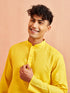 Men's Yellow Cotton Kurta with White Pyjama Set