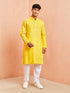 Men's Yellow Cotton Kurta with White Pyjama Set