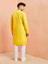 Men's Yellow Cotton Kurta with White Pyjama Set