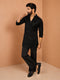 Men's Black Embroidered, Sequin Regular Kurta Pant Set with Wide Leg Pant