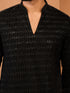 Men's Black Sequined Georgette Kurta Wide Leg Pant Set