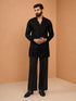 Men's Black Embroidered, Sequin Regular Kurta Pant Set with Wide Leg Pant