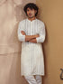 Vastramay Men Cream Cotton Chikankari Embroidered Kurta