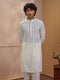 Vastramay Men Cream Cotton Chikankari Embroidered Kurta