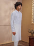 Vastramay Men Off White Cotton Chikankari Embroidered Kurta