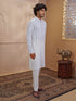Men Off White Chikankari Cotton Kurta with Cream Pyjama Set