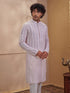Vastramay Men Peach Cotton Chikankari Embroidered Kurta