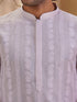 Men Peach Chikankari Cotton Kurta with Cream Pyjama Set