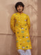 Men Yellow Embroidered Kurta with Mandarin Collar