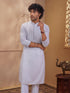 Men Grey Embroidered Kurta with Mandarin Collar