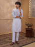 Men's Grey Woven Fabric Embroidered Thigh Length Kurta