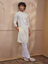 Men's Light Yellow Woven Fabric Embroidered Thigh Length Kurta