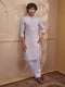 Peach Cotton Embroidered Kurta Pyjama Set for Men