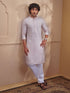 Peach Cotton Embroidered Kurta Pyjama Set for Men