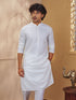 Men White Embroidered Kurta with Mandarin Collar