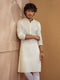 Men Cream Zari Embroidered Mandarin Collar Kurta