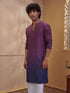 Men's Purple Woven Fabric Ombre Thigh Length Kurta