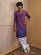 Men Purple Cotton Ombre Kurta Pant Set | Wide Leg Pants