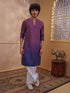 Men's Purple Cotton Ombre Thigh Length Kurta With Wide Leg Pant