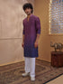 Men's Purple Cotton Ombre Thigh Length Kurta With Wide Leg Pant