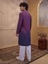 Men's Purple Cotton Ombre Thigh Length Kurta With Wide Leg Pant