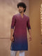 Men's Rust Ombre Straight Kurta with Band Collar
