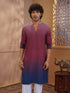 Men's Rust Woven Fabric Ombre Thigh Length Kurta