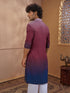 Men's Rust Woven Fabric Ombre Thigh Length Kurta
