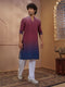 Men Rust Ombre Cotton Kurta Pant Set with Wide Leg Pant
