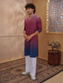 Men's Rust Cotton Ombre Thigh Length Kurta With Wide Leg Pant