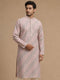 Men Pink Silk Blend Sequined Embroidered Kurta