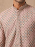 Men's Pink Silk-Blend Embellished Knee Length Long Kurta