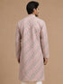 Men's Pink Silk-Blend Embellished Knee Length Long Kurta