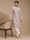 Men Pink Silk Blend Embroidered Kurta Pyjama Set