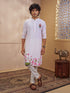 Men's Light Pink Viscose Printed Thigh Length Kurta With Pyjama