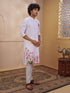 Men's Light Pink Viscose Printed Thigh Length Kurta With Pyjama